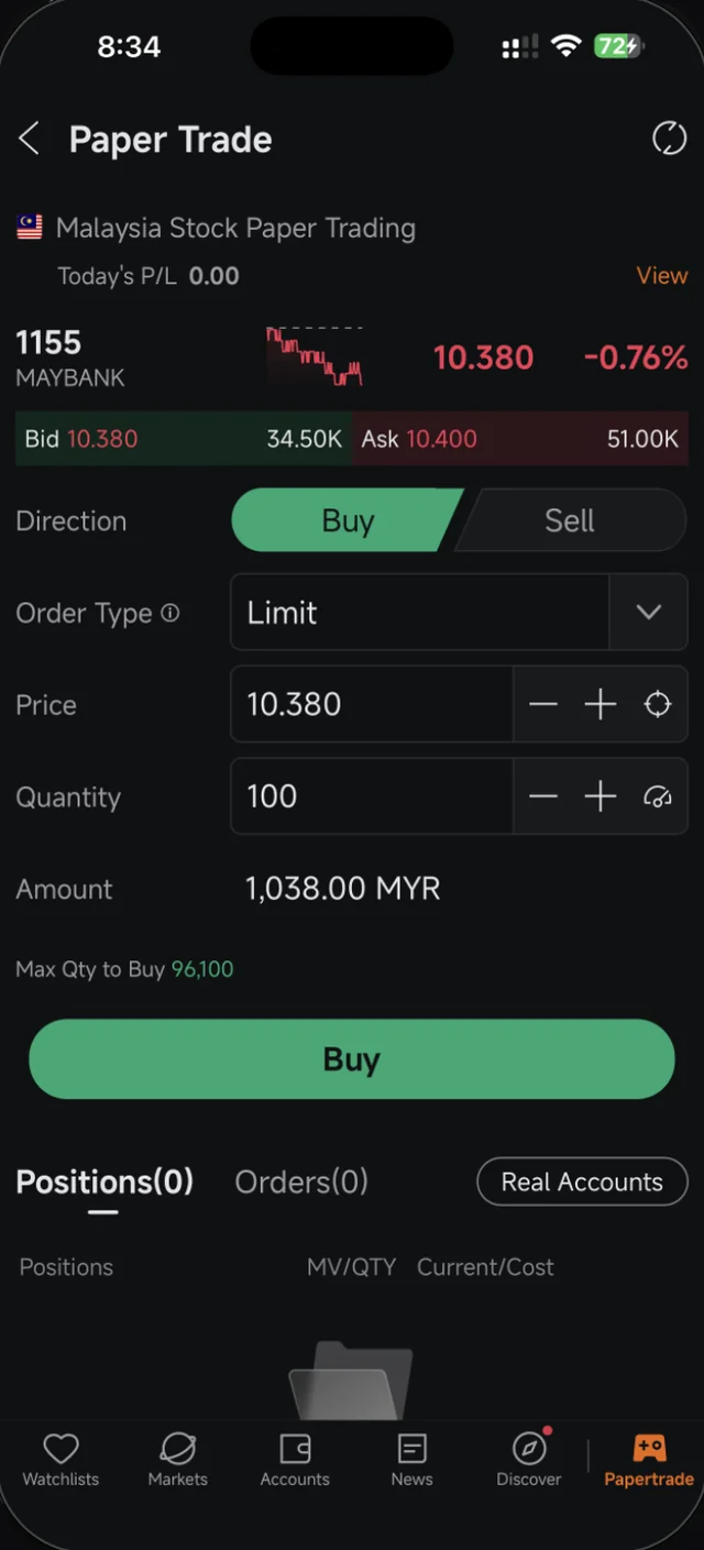 Skrin order Moomoo dengan penanda bernombor pada setiap medan