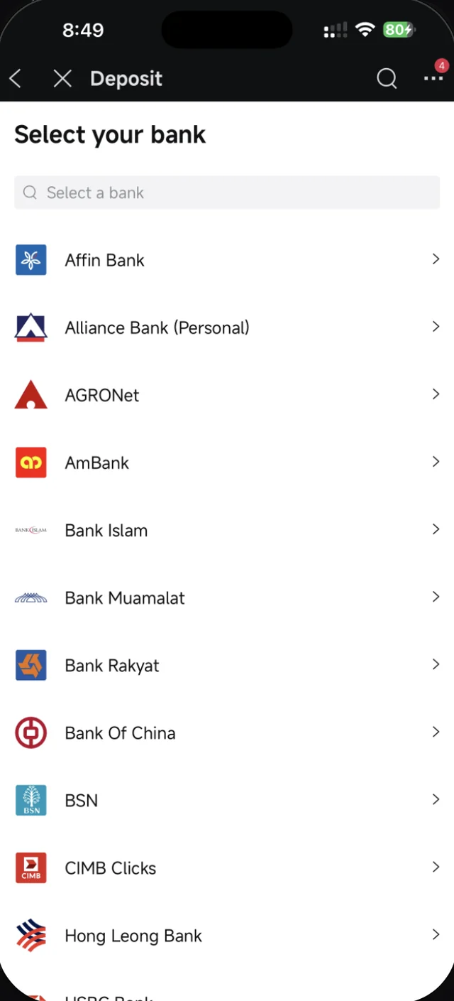 Senarai bank FPX dalam app Moomoo