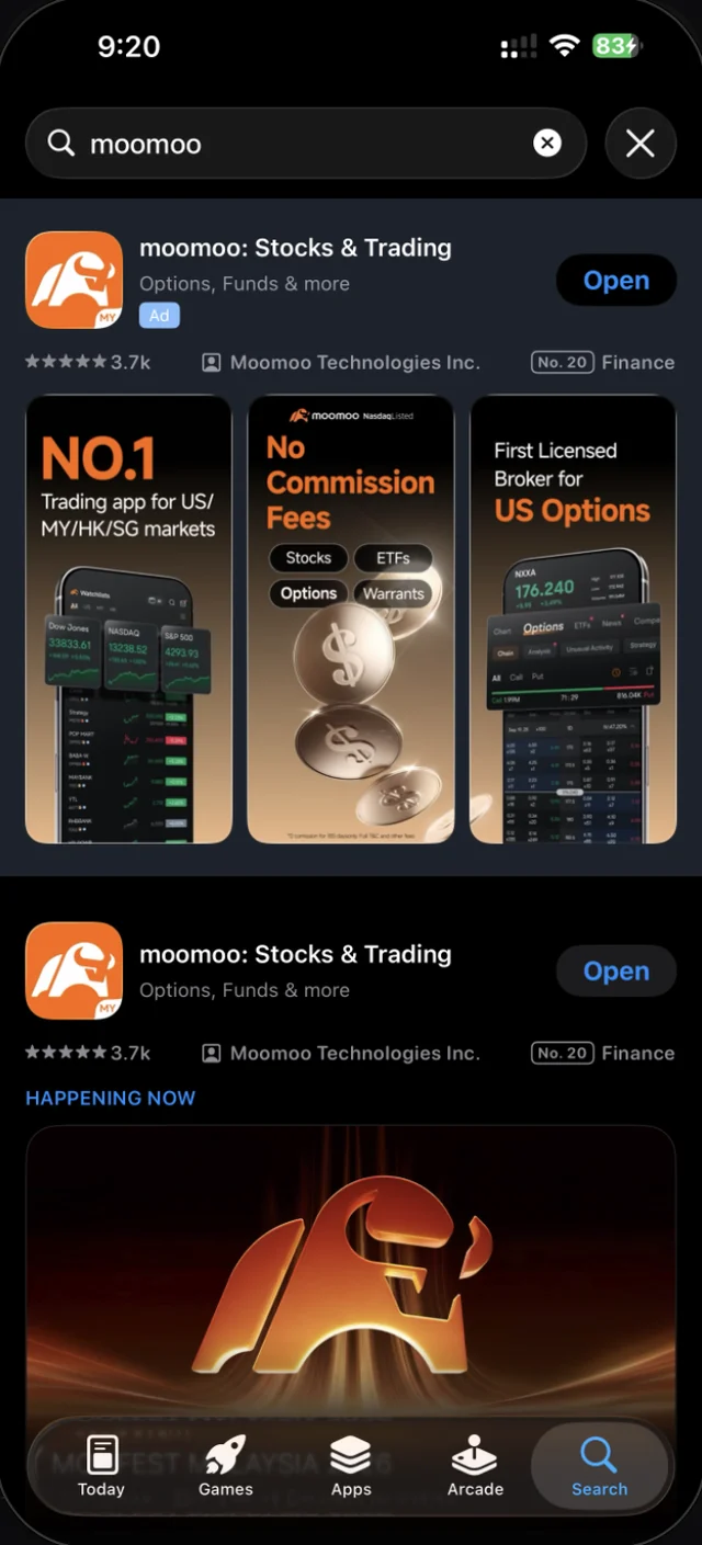 Senarai App Store untuk moomoo Stocks and Trading oleh Moomoo Technologies Inc